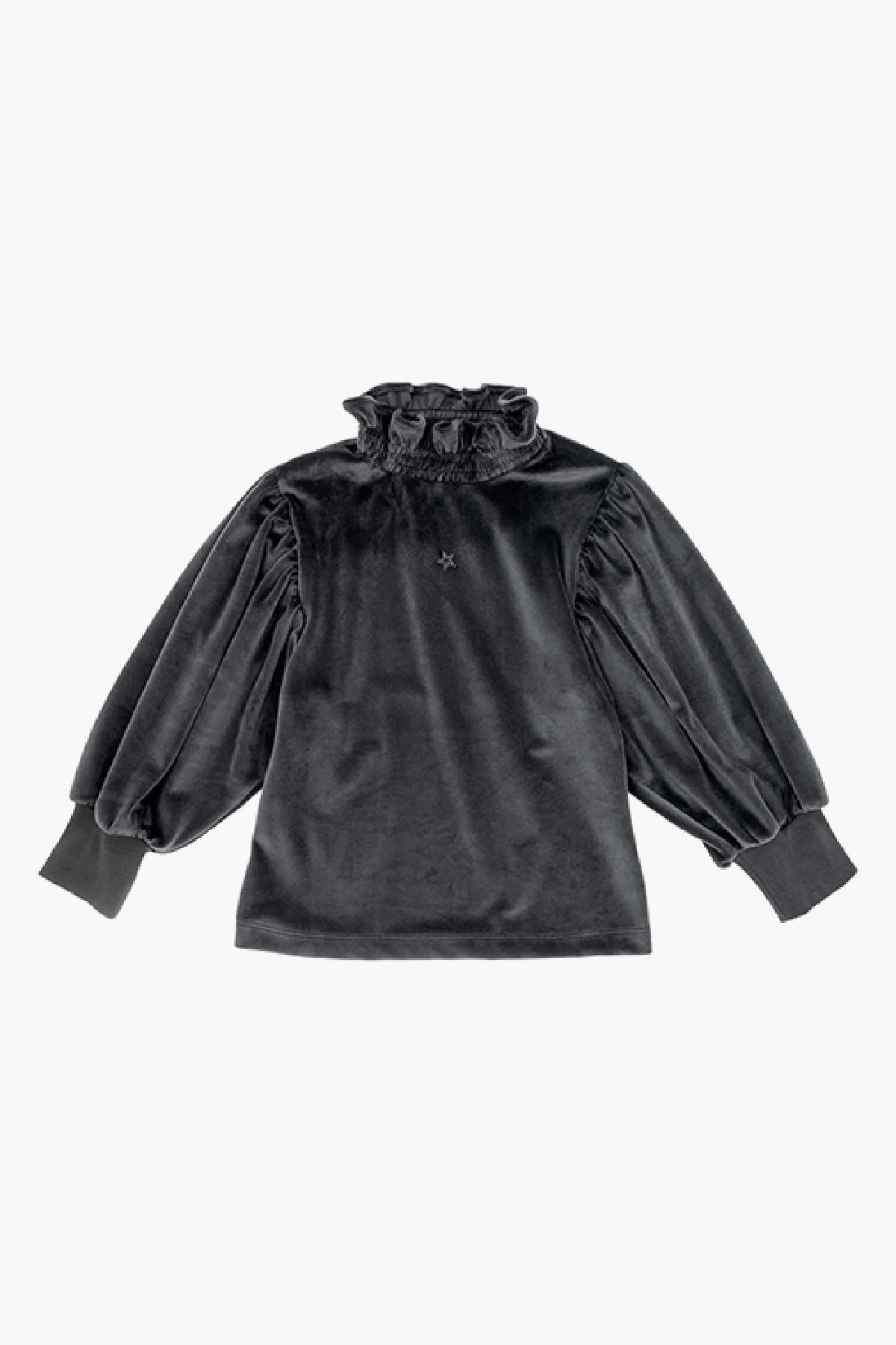 TOCOTO VINTAGE - Velvet Turtleneck Shirt Dark Grey (6Y)
