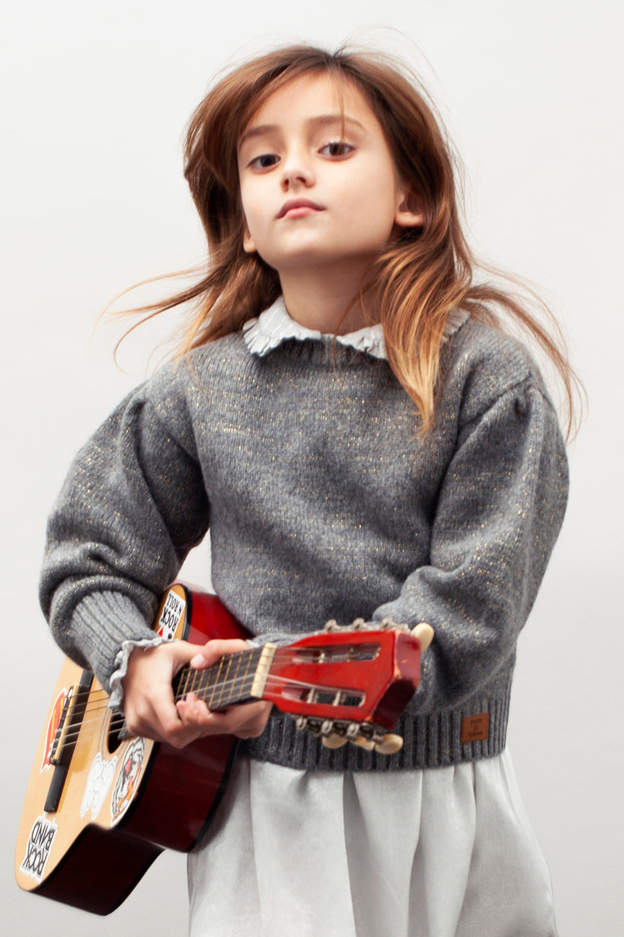 TOCOTO VINTAGE - Balloon Sleeve Lurex Sweater (6Y)