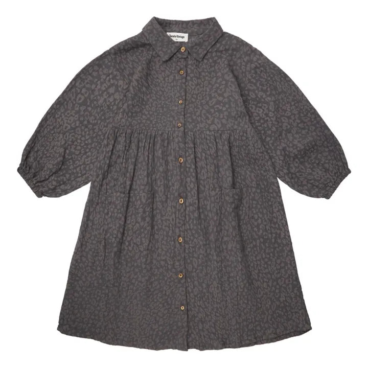 TOCOTO VINTAGE - Dark Animal Print Long Sleeve Dress