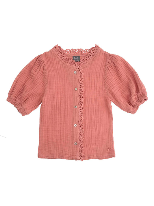 TOCOTO VINTAGE - Lace Trim Cotton Blouse (6Y)