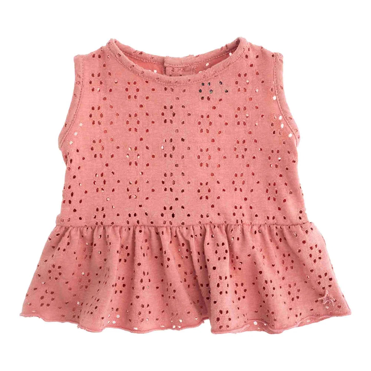 TOCOTO VINTAGE - Pink Pointelle Flounce Top w/ Pants (3M)