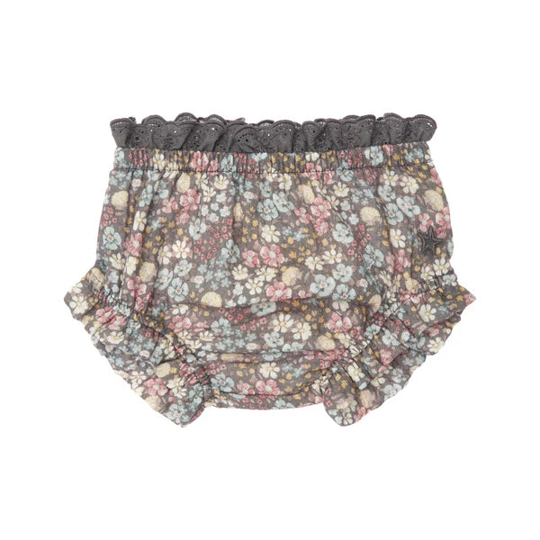 TOCOTO VINTAGE - Dark Grey Liberty Flowers Blouse + Bloomer Set (3M)