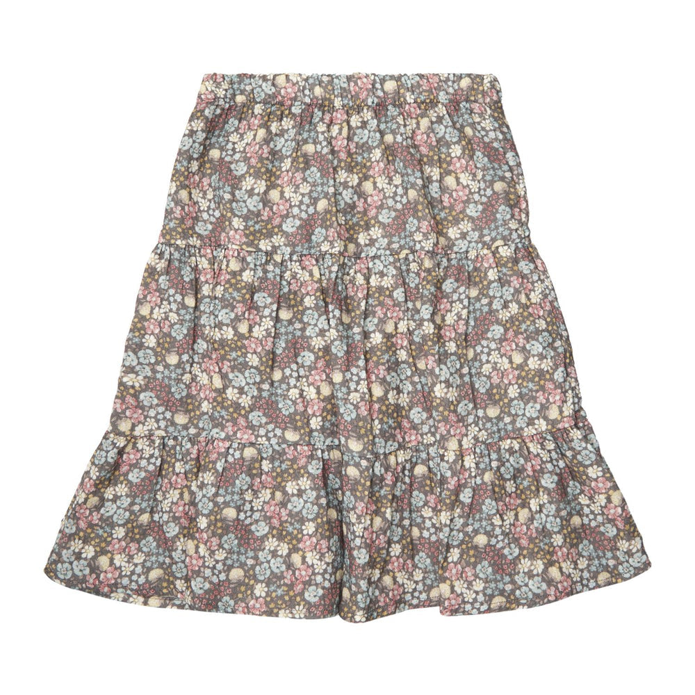TOCOTO VINTAGE - Dark Grey Liberty Flowers Skirt (6Y)