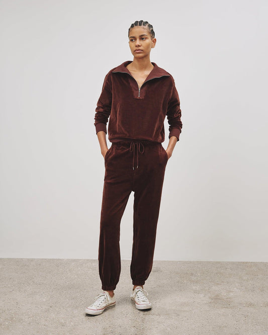 NILI LOTAN - Lyvia Velour Jogger Brown