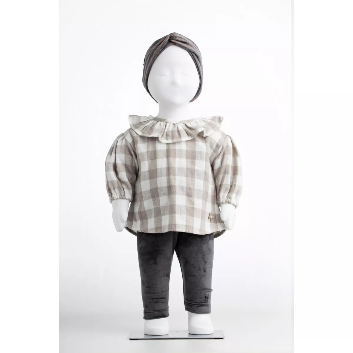 TOCOTO VINTAGE - Vichy Check Blouse Grey (3M)