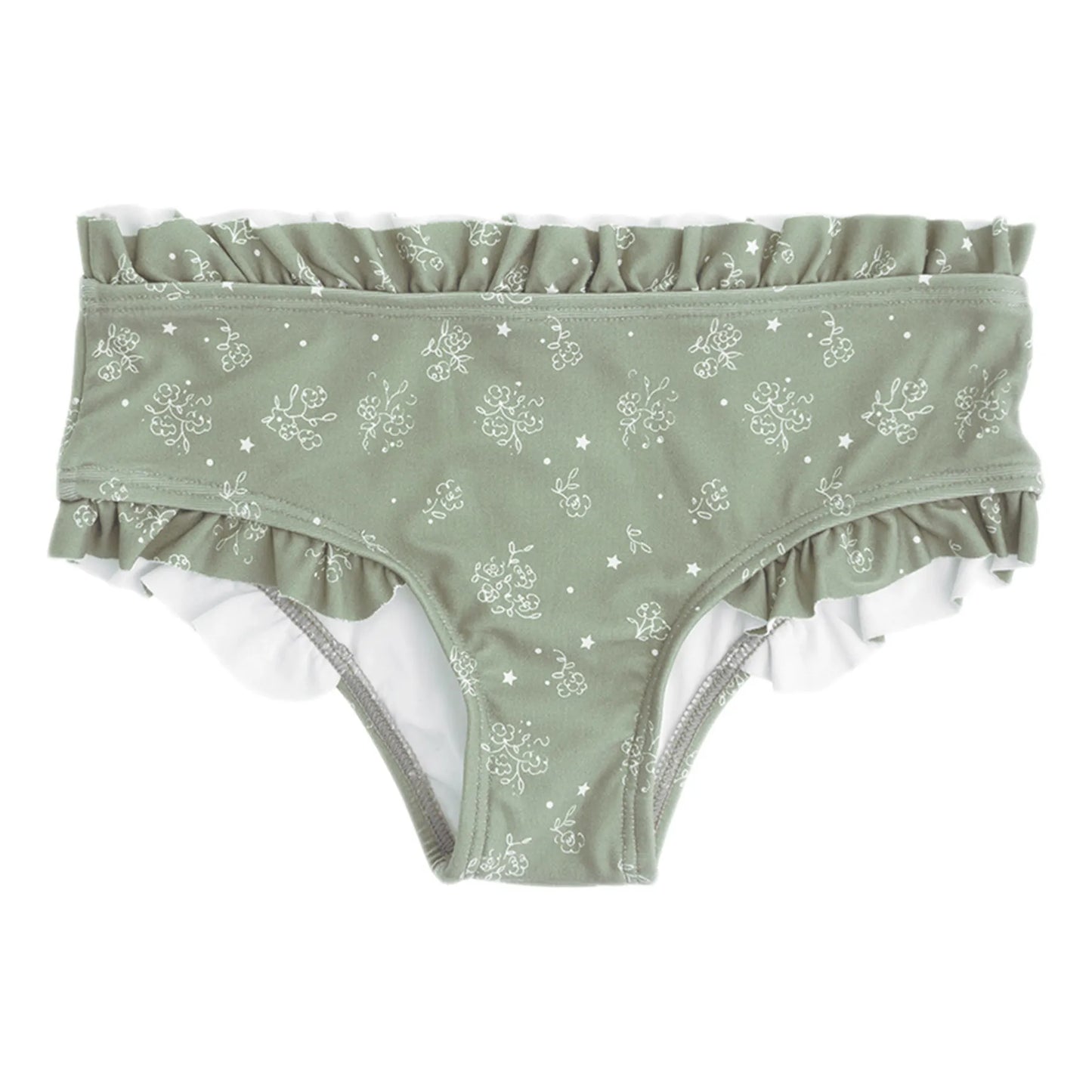 TOCOTO VINTAGE - Flower Green Frill Bikini Set (6Y)