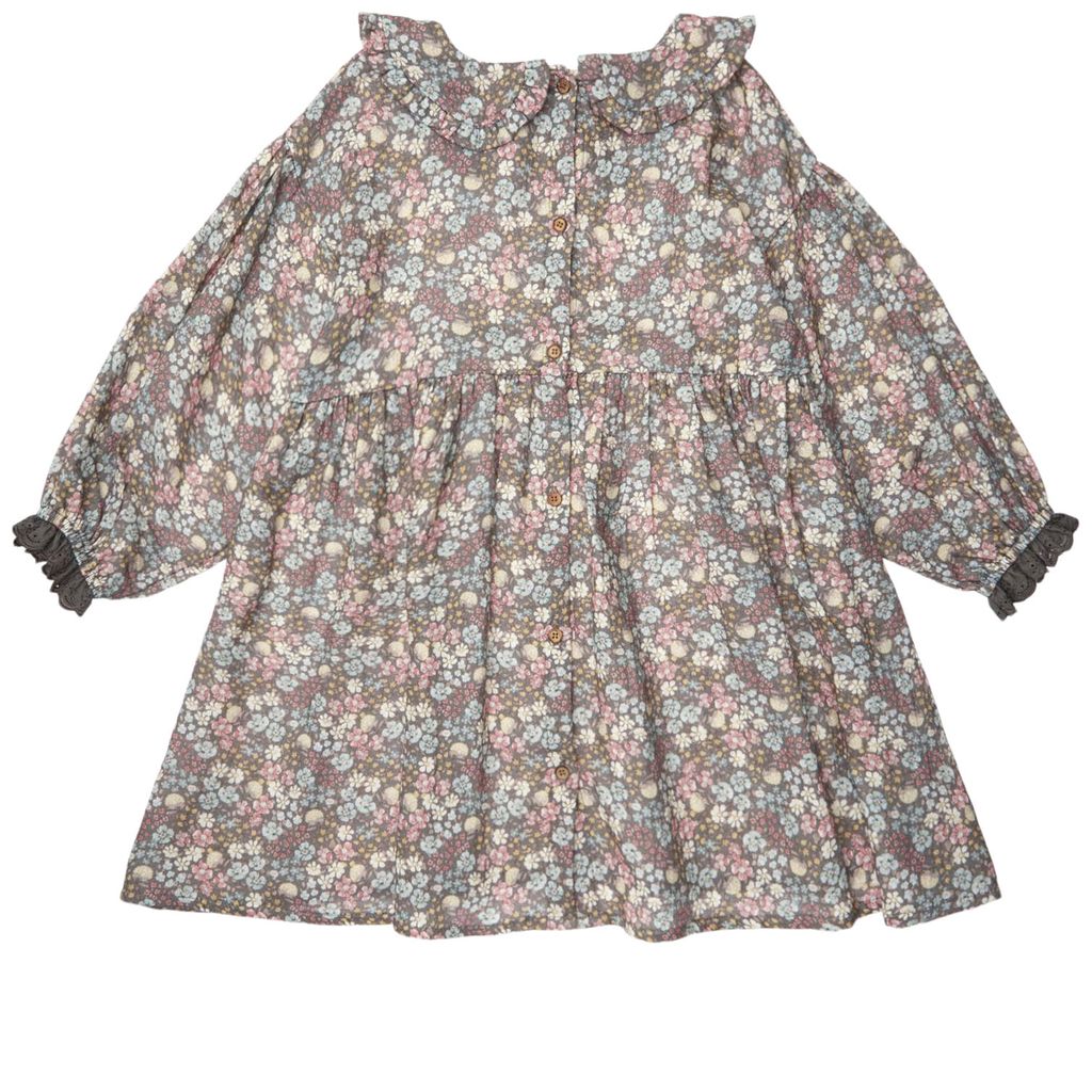 TOCOTO VINTAGE - Dark Grey Liberty Flowers Mini Dress