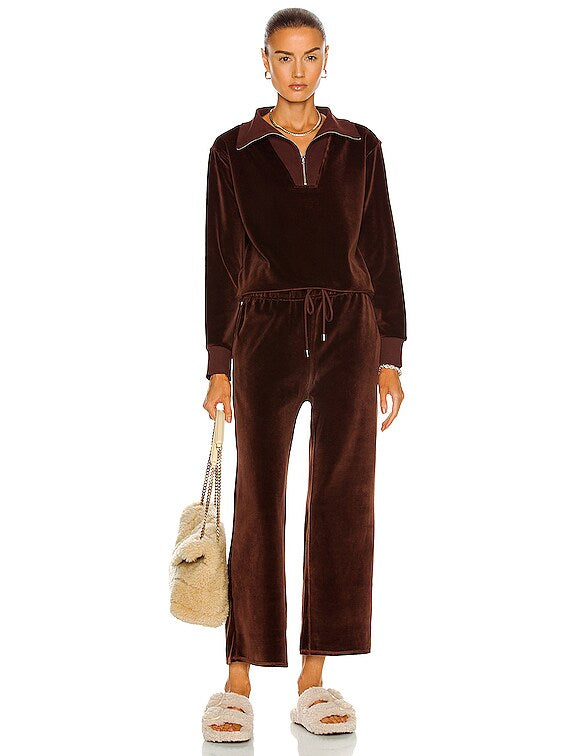NILI LOTAN - Daphne Velour Track Pant Brown (Size L)