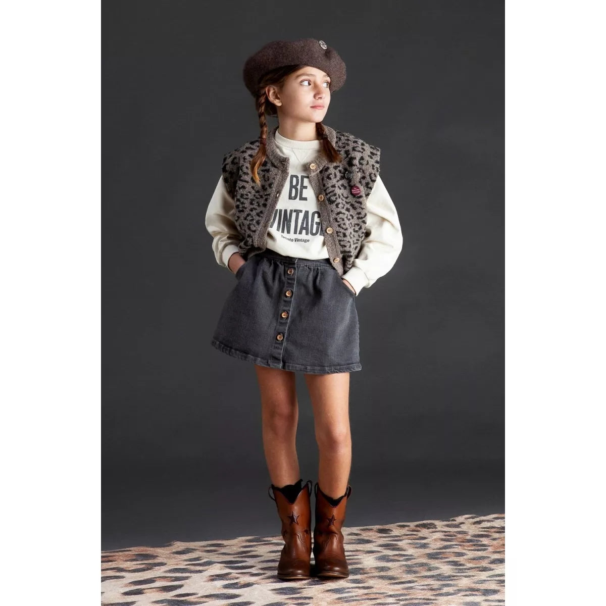 TOCOTO VINTAGE - Animal Print Vest (6Y)