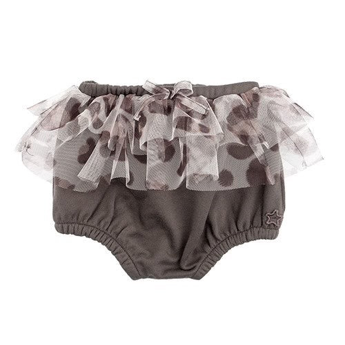 TOCOTO VINTAGE - Animal Print Fleece Tulle Bloomer (3M)