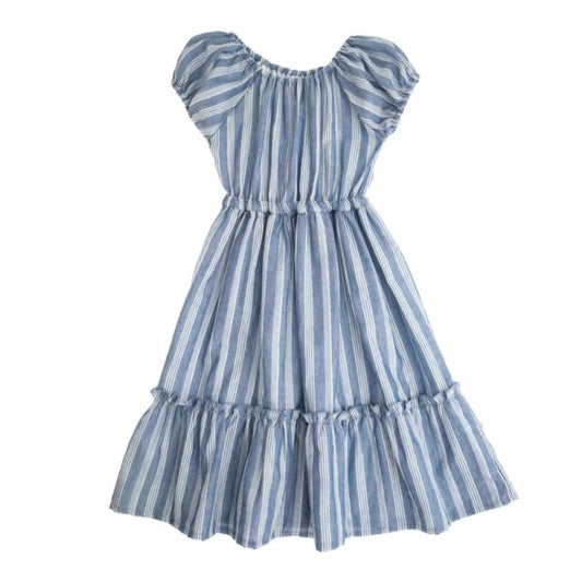 TOCOTO VINTAGE - Blue Wide Stripes Dress (6Y)