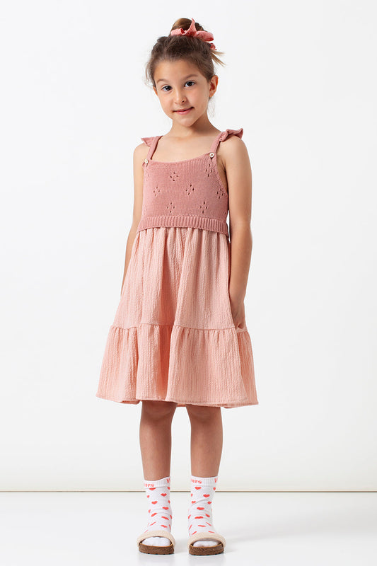 TOCOTO VINTAGE - Knit Combo Dress Pink (6Y)