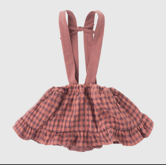 TOCOTO VINTAGE - Pink Gingham Suspender Skirt (3M)