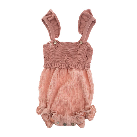 TOCOTO VINTAGE - Pink Combined Knit Romper
