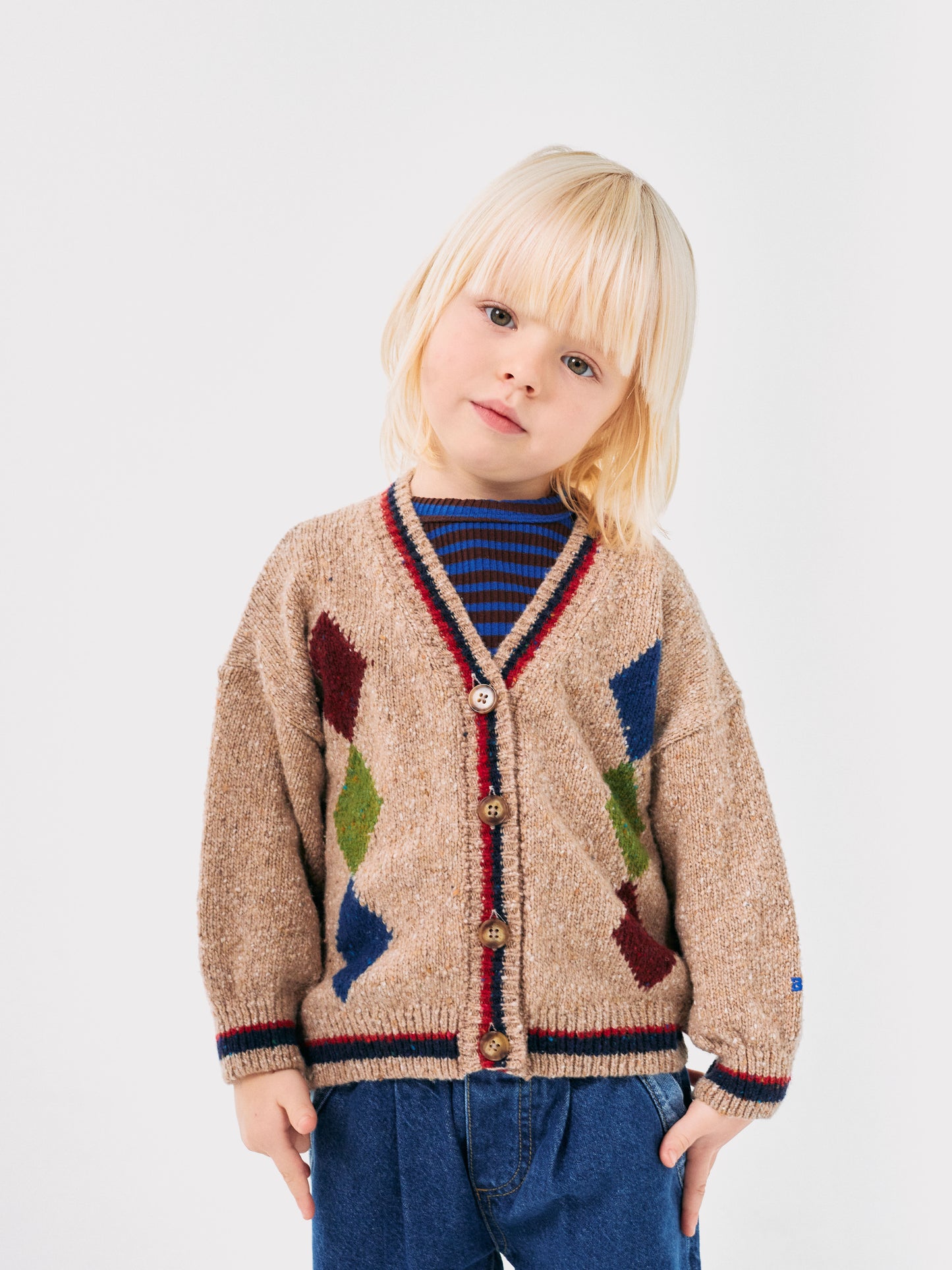 Bobo Diamonds Intarsia Cardigan