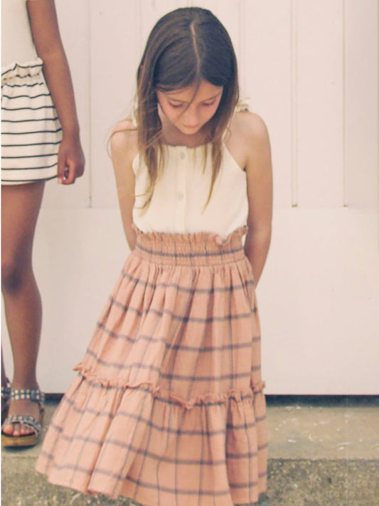 TOCOTO VINTAGE - Checkered Midi Skirt (6Y)