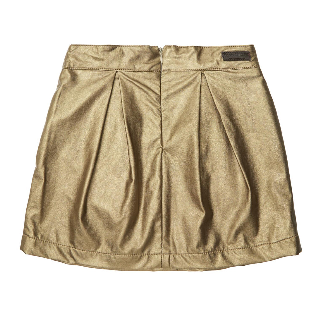 TOCOTO VINTAGE - Gold Leatherette Mini Skirt (6Y)