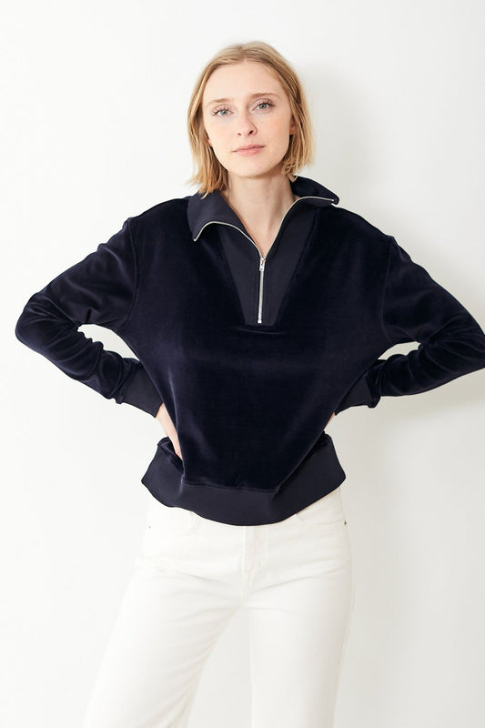 NILI LOTAN - Bentley Velour Quarter Zip (Size XL)