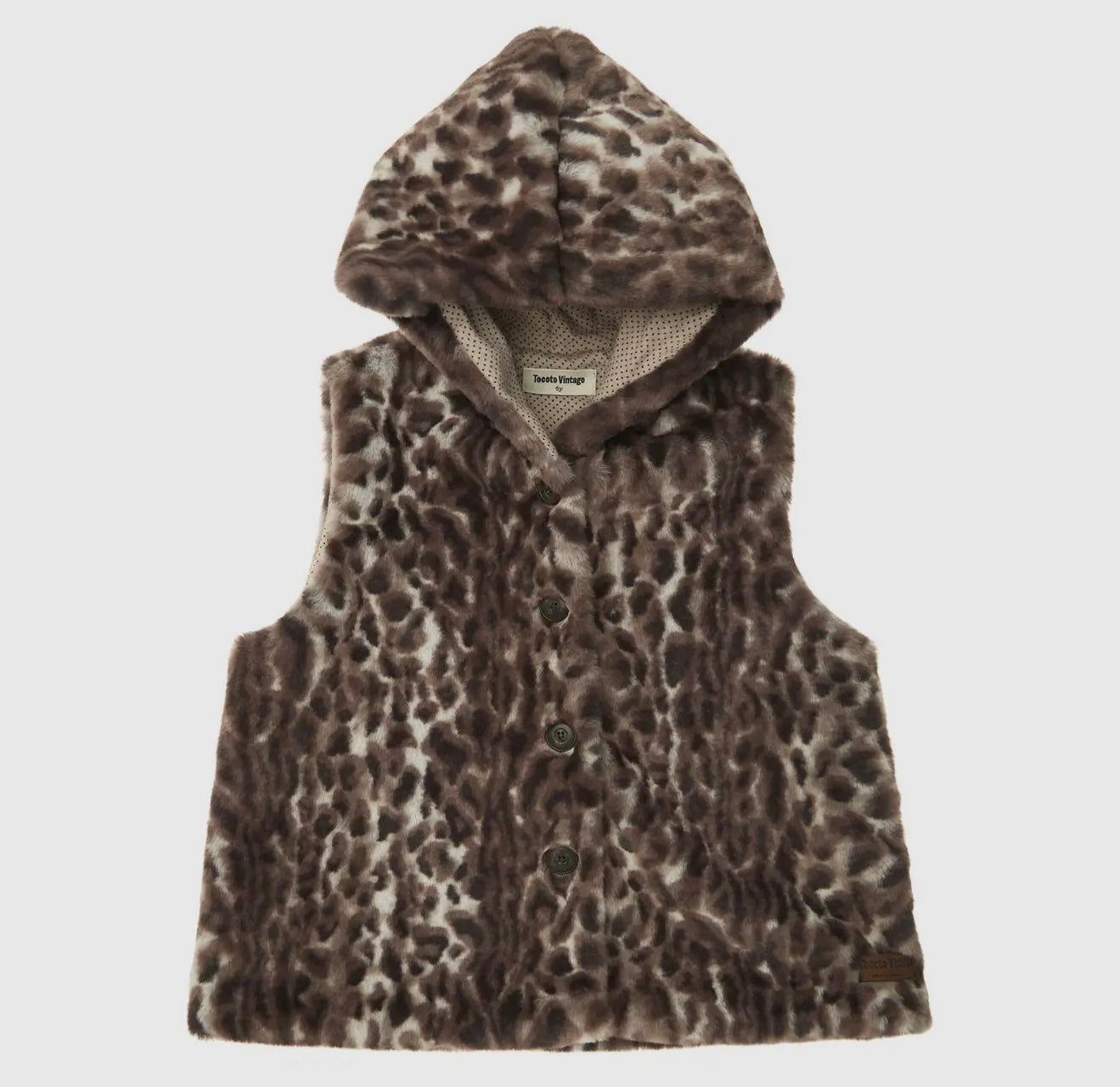 TOCOTO VINTAGE - Animal Print Fur Vest (6Y)
