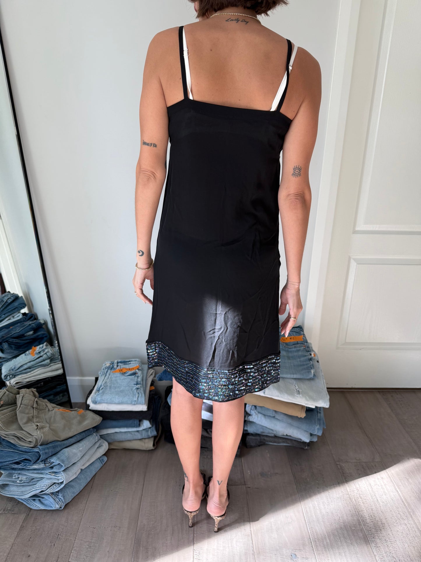 NILI LOTAN - Silk Dress w/ Sequins (Size S)