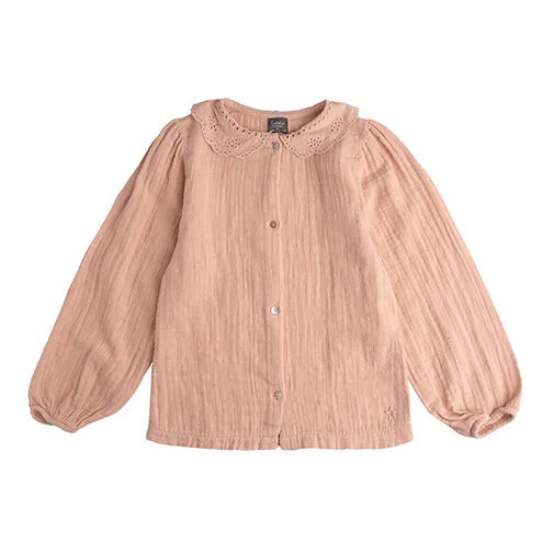 TOCOTO VINTAGE - Cotton Linen Lace Trim Blouse (6Y)