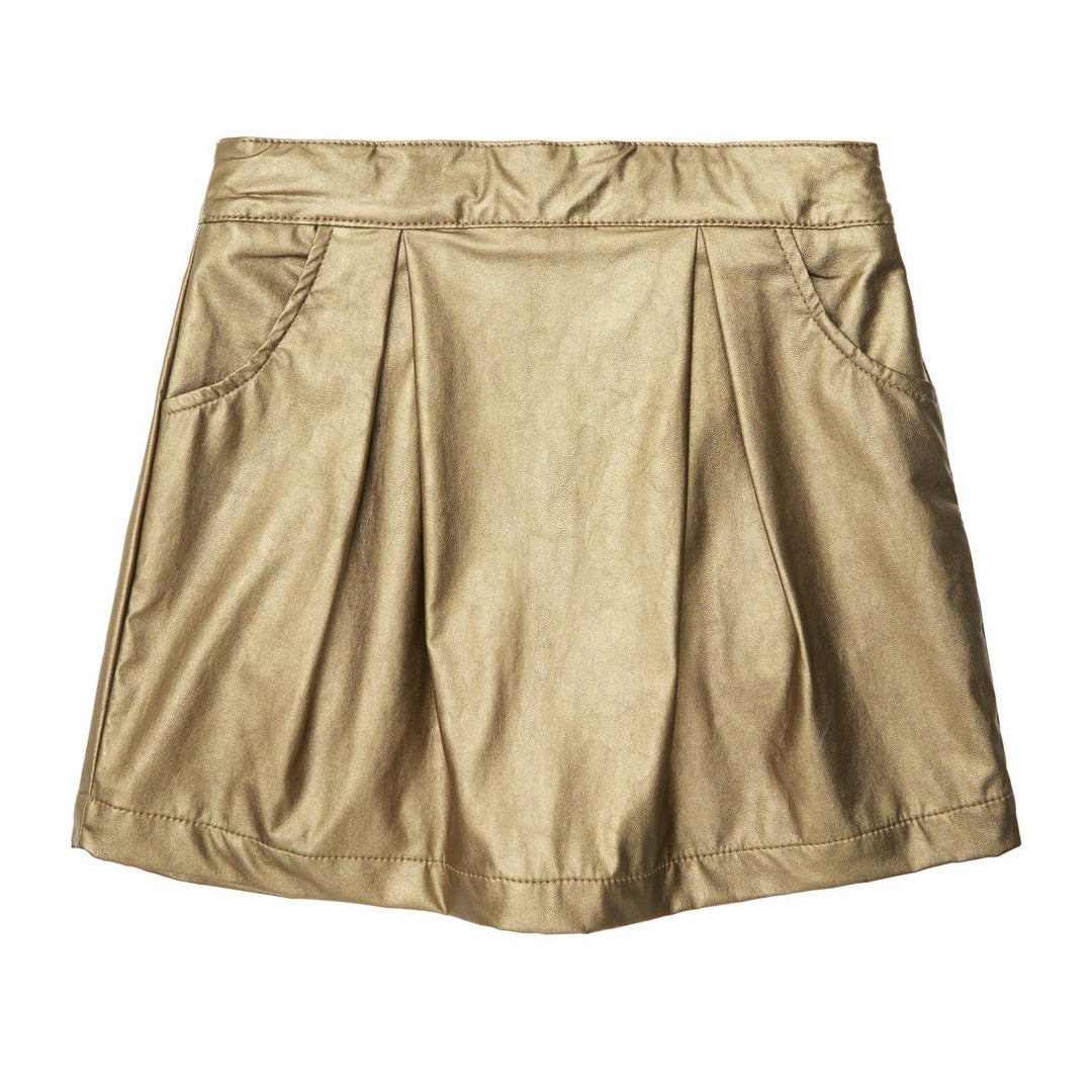 TOCOTO VINTAGE - Gold Leatherette Mini Skirt (6Y)