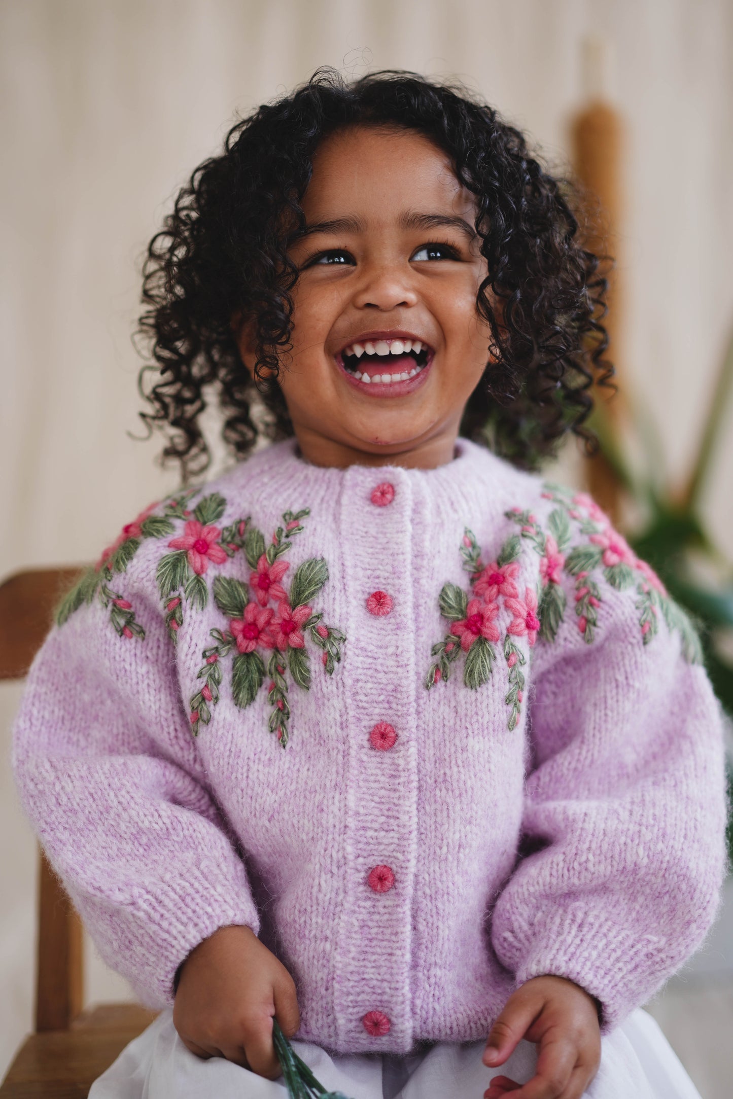 Rosette Hand Knit Cardigan