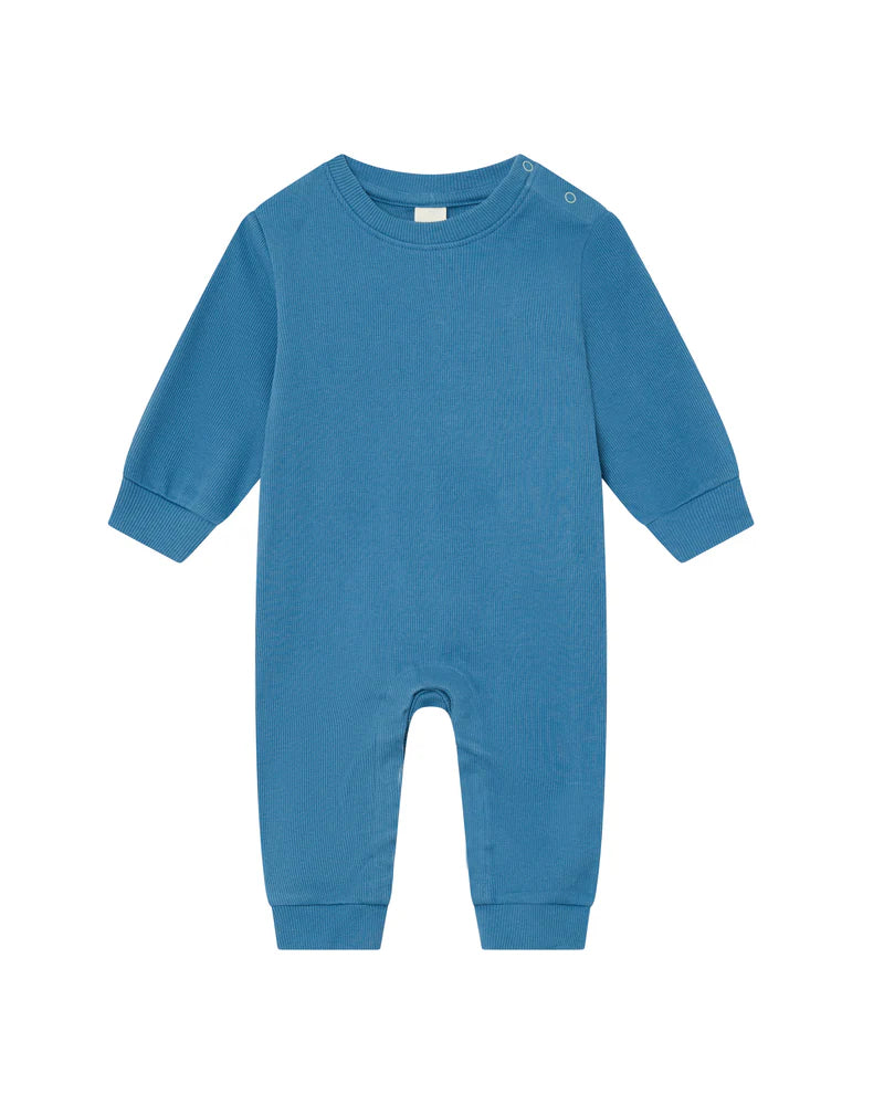 Ribbed Romper - Ocean Blue