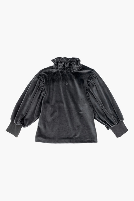 TOCOTO VINTAGE - Velvet Turtleneck Shirt Dark Grey (6Y)