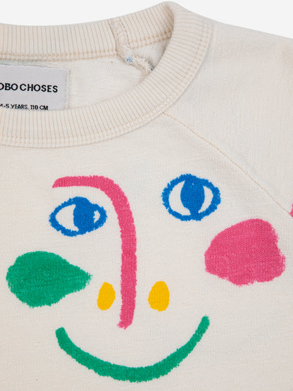 Smiling Mask All Over Cropped Sweatshirt