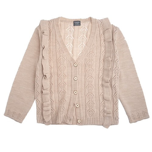 TOCOTO VINTAGE - Knit Cardigan with Flounces Ecru (8Y)