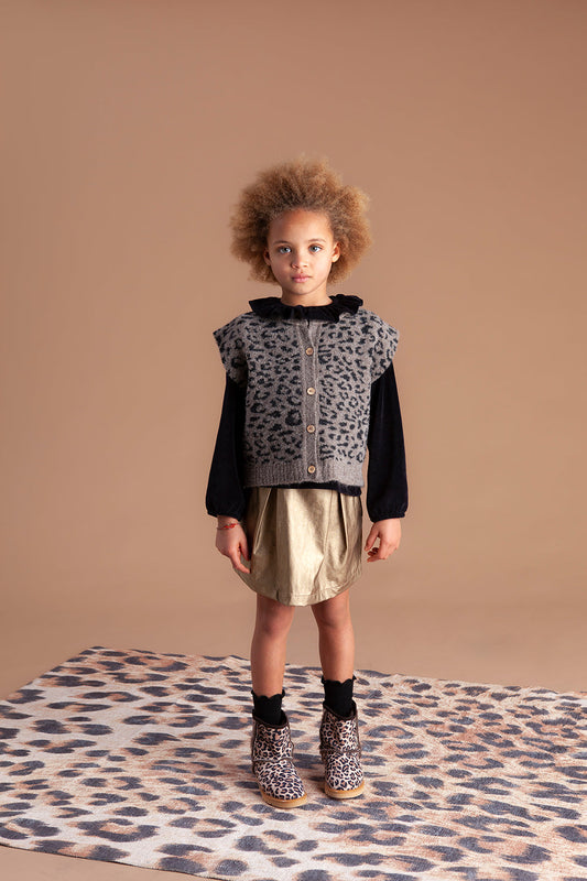 TOCOTO VINTAGE - Gold Leatherette Mini Skirt (6Y)