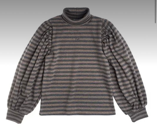 TOCOTO VINTAGE - Turtleneck Striped Tee (6Y)