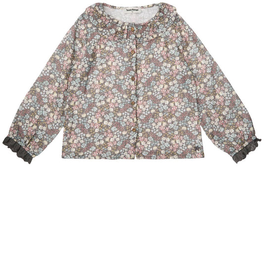 TOCOTO VINTAGE - Dark Grey Liberty Flowers Blouse (6Y)