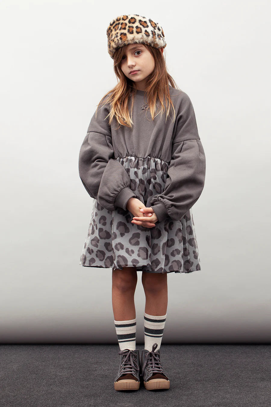 TOCOTO VINTAGE - Combo Tulle Animal Print Dress (6Y)