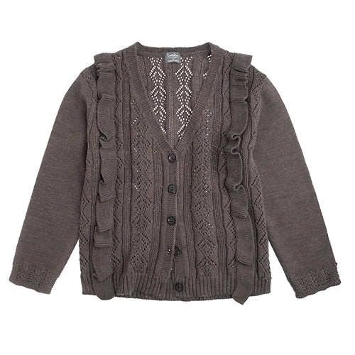 TOCOTO VINTAGE - Knit Cardigan with Flounces Grey