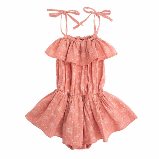 TOCOTO VINTAGE - Red Flower Romper (8Y)