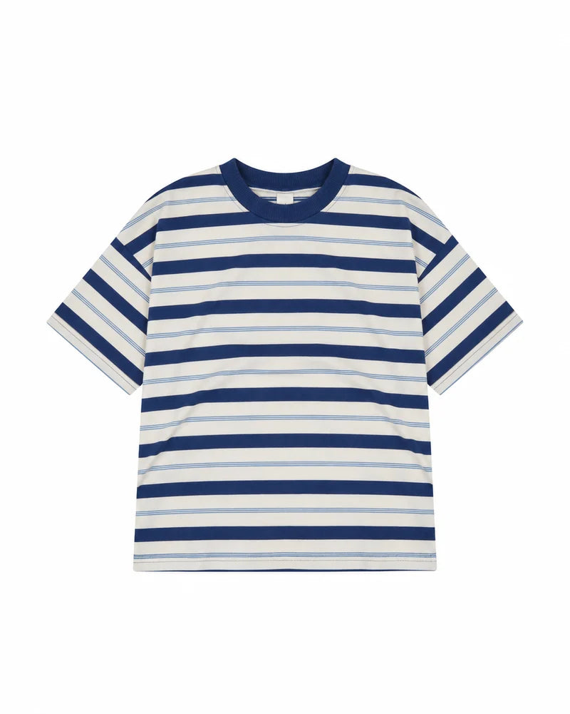 Oversized Tee - Triple Blue Stripe