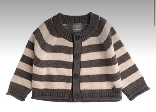 TOCOTO VINTAGE - Knitted Striped Baby Cardigan (3M)
