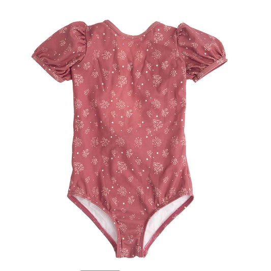 TOCOTO VINTAGE - Flower Red Cap Sleeve Swimmer (6Y)