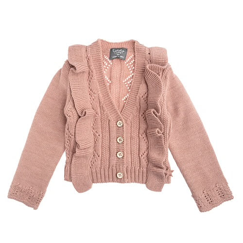 TOCOTO VINTAGE - Knit Cardigan with Flounces Pink (3M)