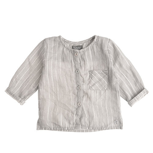 TOCOTO VINTAGE - Lurex Stripe Shirt Light Grey (3M)