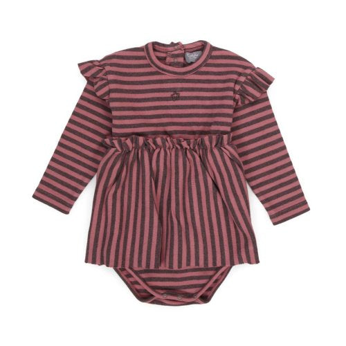 TOCOTO VINTAGE - Pink Stripe Baby Dress (3M)