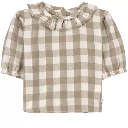 TOCOTO VINTAGE - Vichy Check Blouse Grey (3M)
