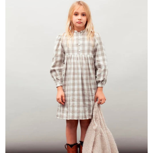 TOCOTO VINTAGE - Vichy Frames Dress Grey (6Y)