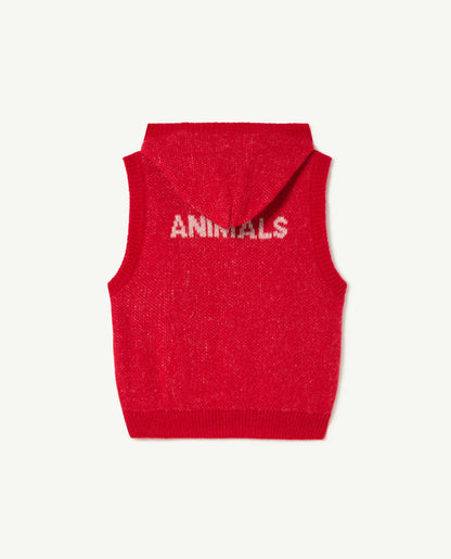 The Animals Observatory Yak Vest – Red | Kids Knit Vest