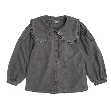 TOCOTO VINTAGE - Grey Peter Pan Collar Shirt (6Y)