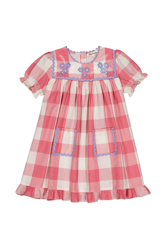 Louisette Dress Check Rose