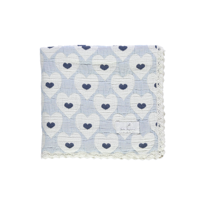Love Blanket Blue Heart Motif