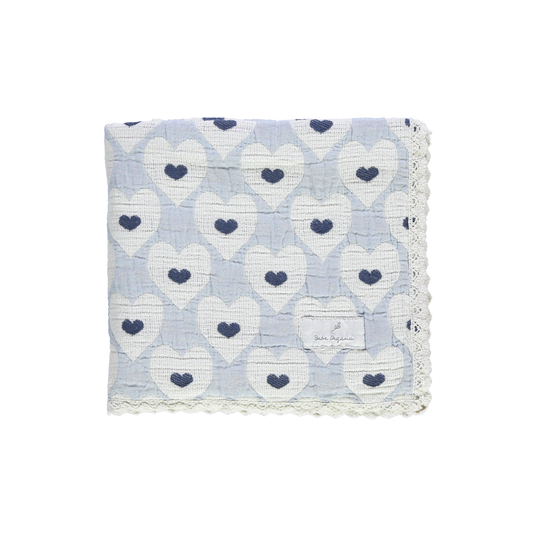 Love Blanket Blue Heart Motif